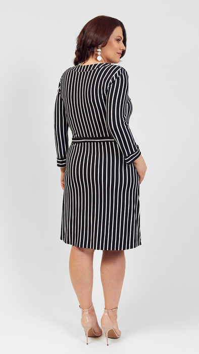 Schwarz gestreiftes Frühlings-Sommerkleid für Damen