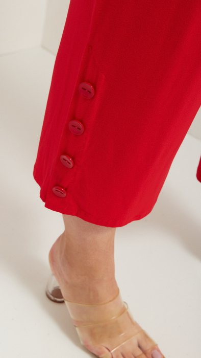 Rote gerade Damenhose 3/4