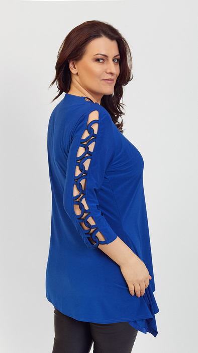 Kornblumenblaue verzierten Lose Bluse Tunika für Frauen