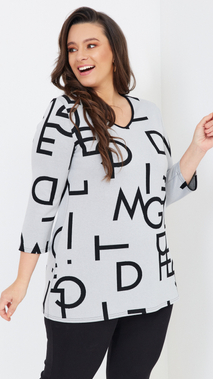 Gray warm women's tunic with 3/4 sleeves