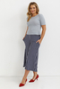 Women's flared trousers, wide, loose trousers with white and navy blue stripes
