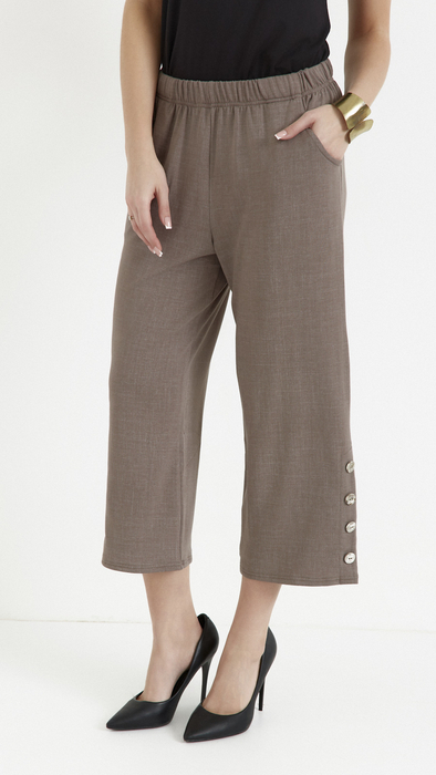 Beigefarbene Damen-Sommerweite 3/4-Hose im Jeans-Stil