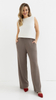 Beige women's wide, loose trousers with pockets