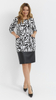 Women's tunic with pockets, white and black, 3/4 sleeve