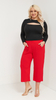 Red straight women's trousers 3/4