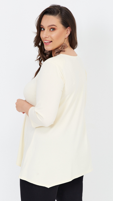 Ecruefarbene Damen Tunika, lose, elegante Bluse viscose