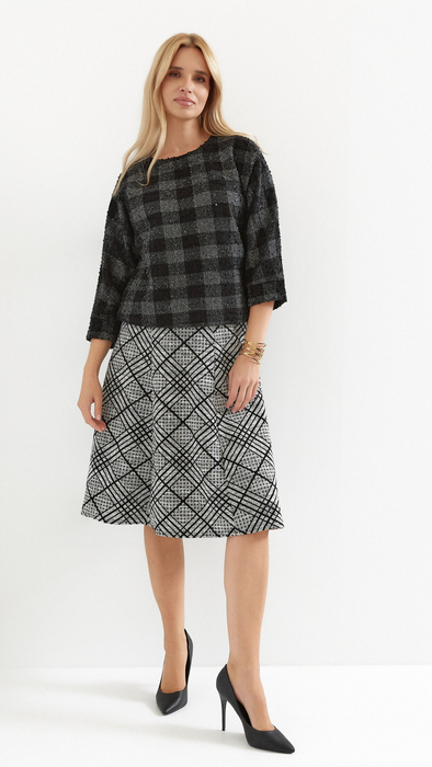 Women's checkered blouse women's kimono sweater