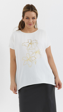 White women's tunic kimono women's blouse plant motif