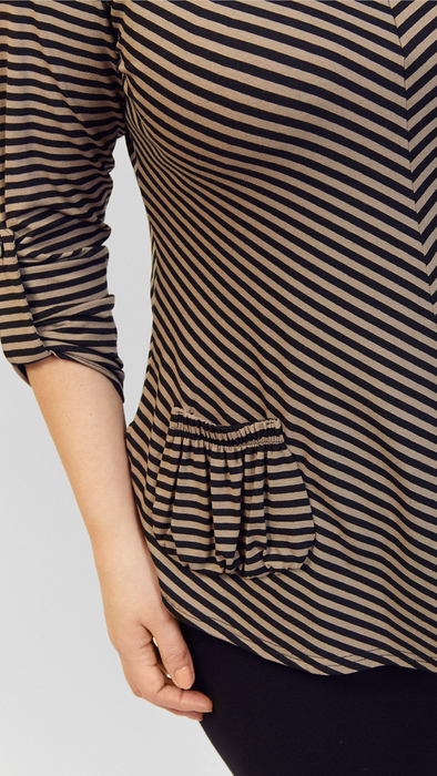 Women's tunic elegant blouse with black stripes