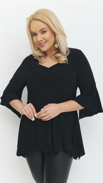 Black women's tunic elegant bell sleeve blouse