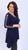 Women's navy blue embellished tunic loose blouse