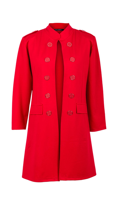 Eleganter roter Mantel für Frühlingsfrauen