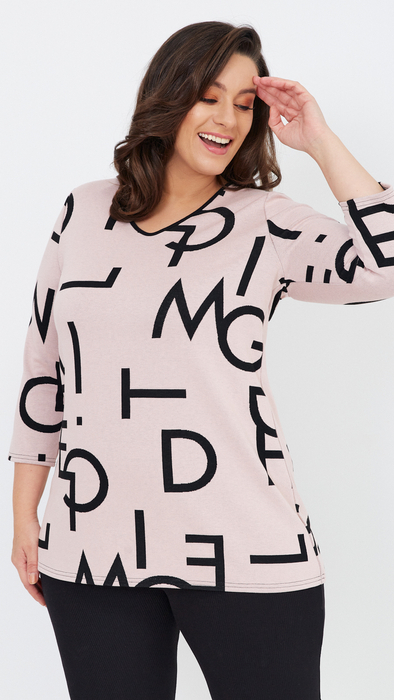 Powdery warm women's tunic with 3/4 sleeves