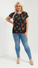Women's black blouse with birds pattern