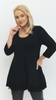 Schwarze Damen-Tunika, lockere, elegante Bluse