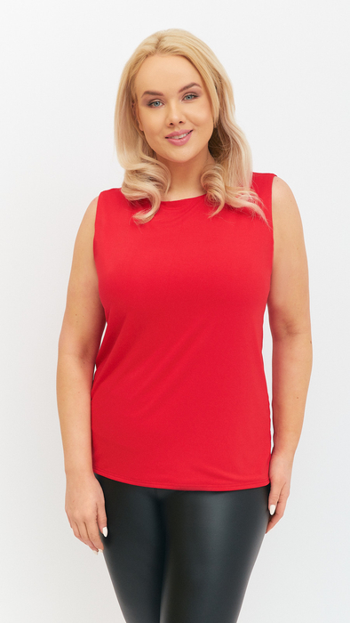 Elegante rote ärmellose Damenbluse