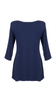 Women's navy blue tunic decorated with a unique braid made of trimmings