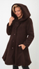 Brown warm elegant women's coat with hood Bouclé