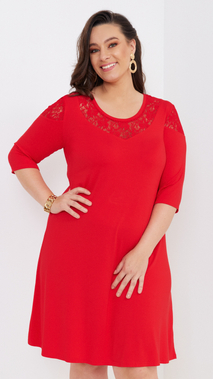 Rotes elegantes Damen-Abendkleid mit Spitze