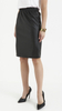 Women's black leather formal midi pencil skirt