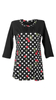 Women's black polka dot tunic with cherries