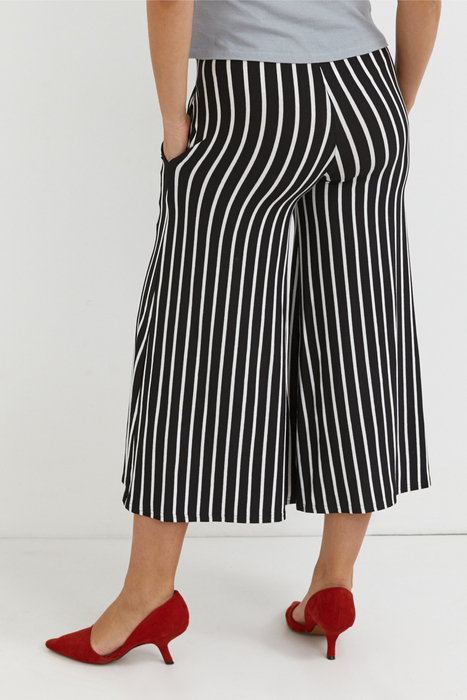 Women's flared trousers, wide, loose trousers with white and black stripes