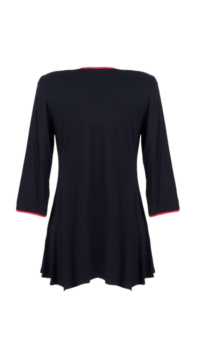 Black elegant women's tunic decorated with a unique trimming plait
