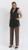 Black women's quilted vest sleeveless with a neckline