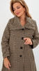 Beige and black women's elegant winter coat with a collar