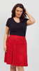 Women's red short skirt with black dots