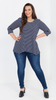 Women's navy blue tunic loose blouse with white stripes