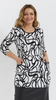 Women's tunic with pockets, white and black, 3/4 sleeve