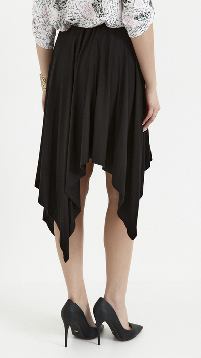 Women's black long flared midi skirt