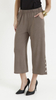 Beige women's summer wide 3/4 trousers a la jeans