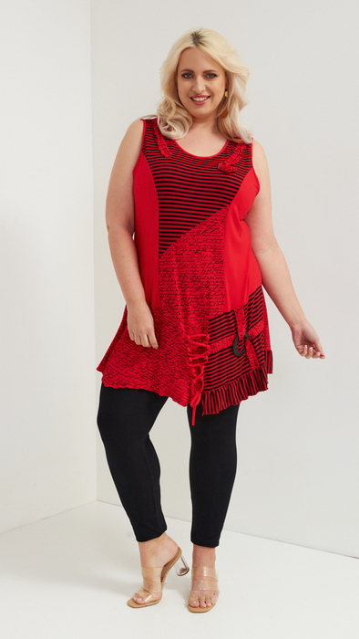 Rote Damen Tunika in eleganter größe Größen ärmellos