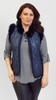 Navy blue padded vest made of natural rabbit fur