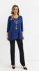 Cornflower women's tunic, loose, elegant blouse with an application cat