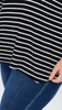 Women's black tunic loose blouse with white stripes