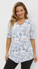 White women's tunic, loose, elegant blouse with a zipper