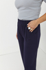 Navy blue women's wide loose trousers with pockets, thick knit plus size