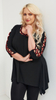Women's black embellished tunic loose blouse