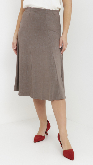 Women's beige flared midi skirt