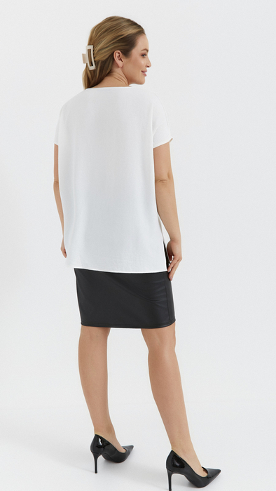 Weiße Damen Tunika Kimono Damenbluse Pflanzenmotiv