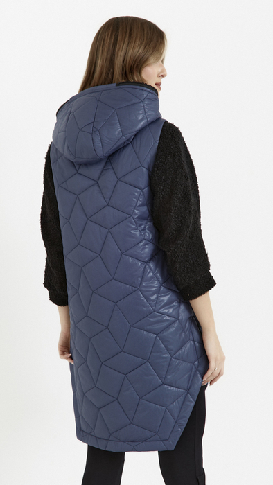 Navy blue long sleeveless quilted vest