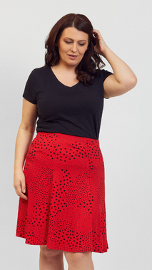 Women's red short skirt with black dots