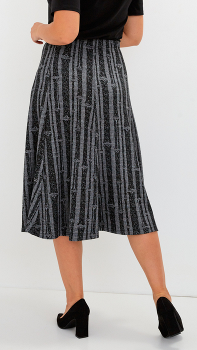 Women's grey - black long skirt with a pattern