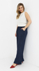 Navy blue women's wide, loose trousers with jeans-style pockets
