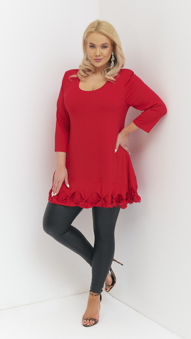 Ladies' red tunic loose elegant blouse