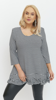 Damen-Tunika, lockere, elegante, gestreifte Bluse