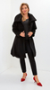 Women's black alpaca winter coat with a collar
